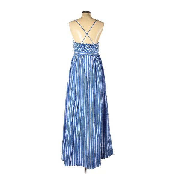 NWT J.Crew Long Drapey Spaghetti-strap Maxi in White Blue Stripe Dress 0 - Picture 6 of 11